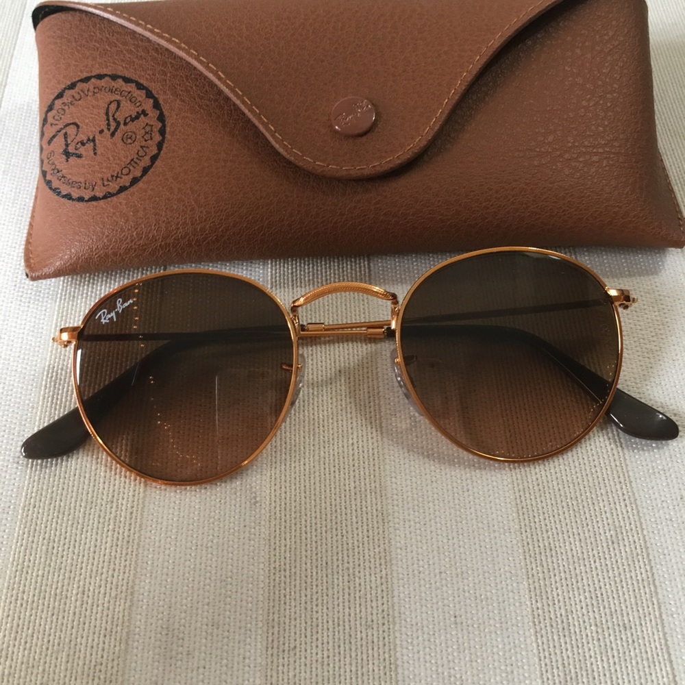 Round frame Ray-Bans - copper with pink lenses