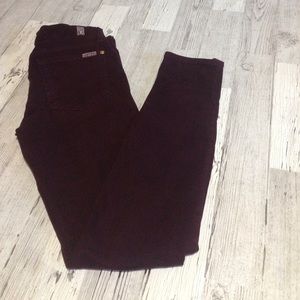 7 for all mankind skinny suede pants burgundy