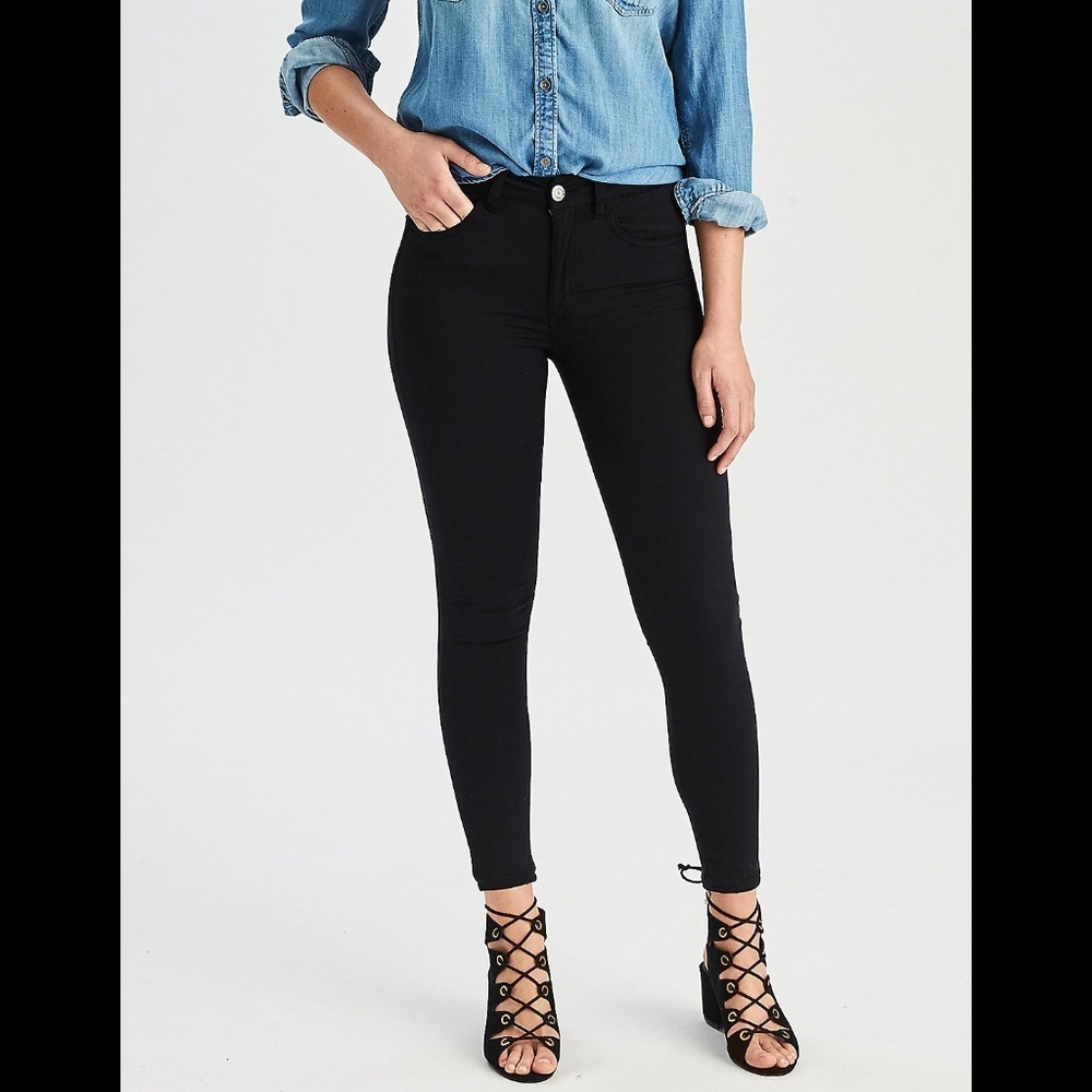 American Eagle black high waisted skinny jeans sz4