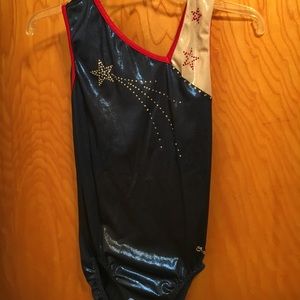 dreamlight red white and blue gymnastics leotard