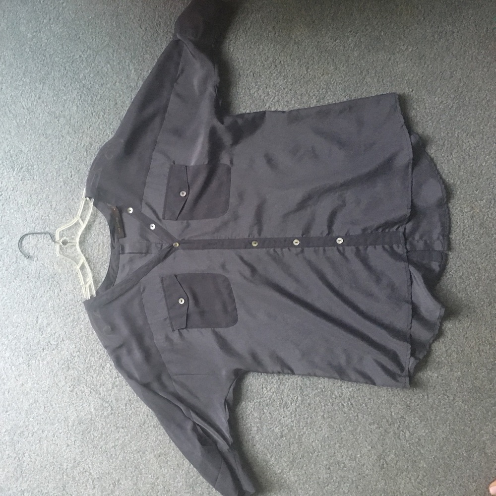 Gray Button Up Blouse