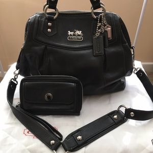 Leather Coach top handle/ satchel bag AND wallet