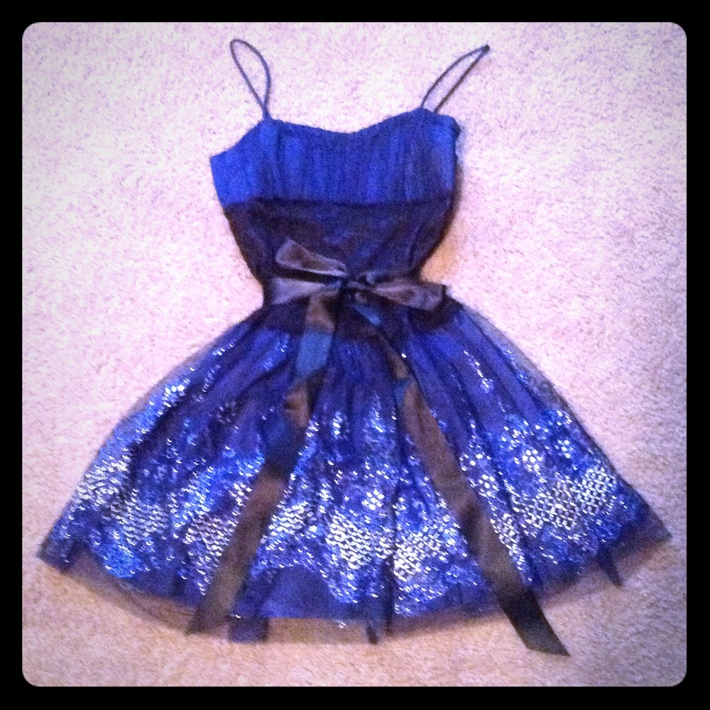 Navy and Black Lace, Sparkled Homecoming Dress