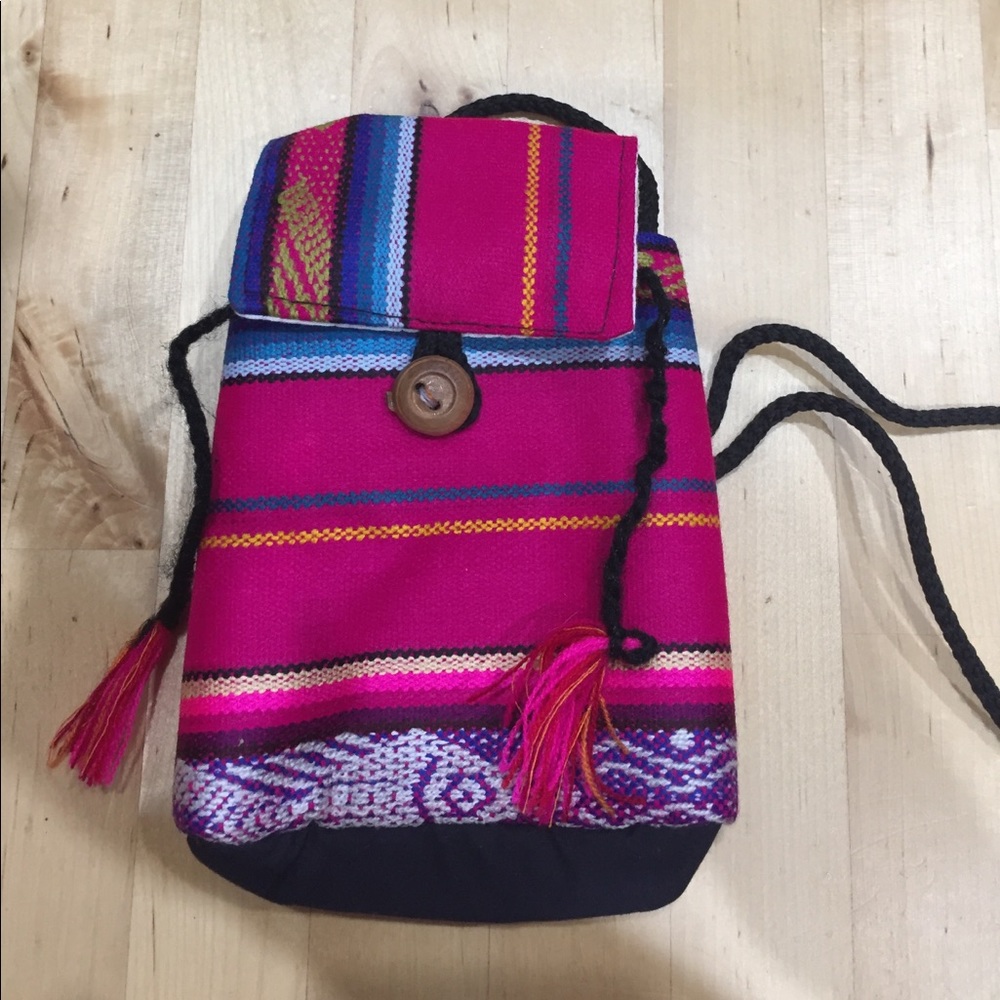Small Pink Blue Baja Print Pouch Purse