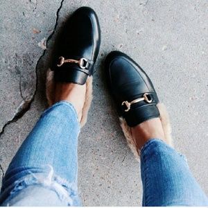 NEW Leather Loafer Mule with Fur