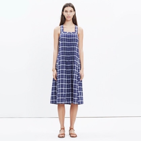 Madewell Dresses & Skirts - Madewell Plaid Drive-In Dress in Navy - XS