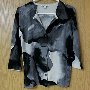 ISAAC MIZRAHI LIVE Marble Print Crew Neck Cardigan