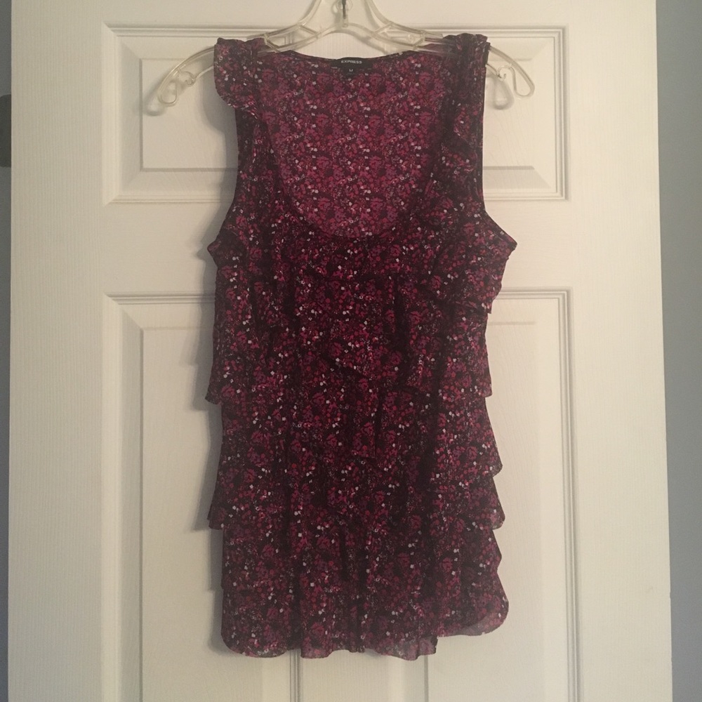 Patterned Ruffle Tank