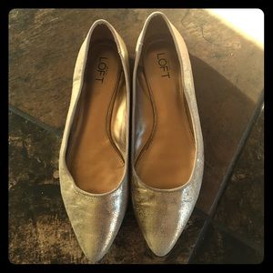 Ann taylor loft gold pointed toe flats