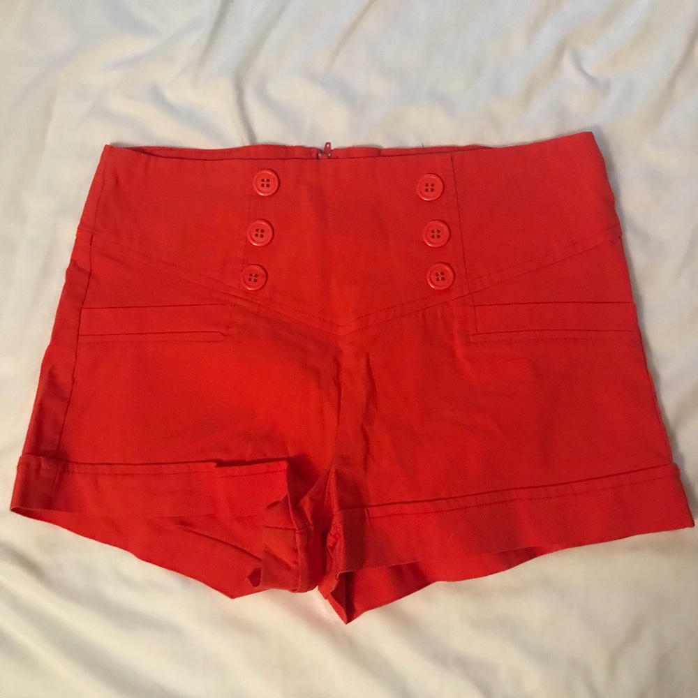 Orange High Waisted Shorts