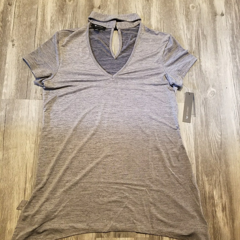 Cute choker neck short sleeve shirt