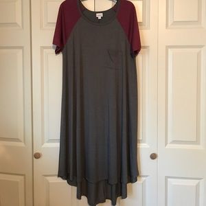 Lularoe XL Carly - Heathered Gray & Maroon