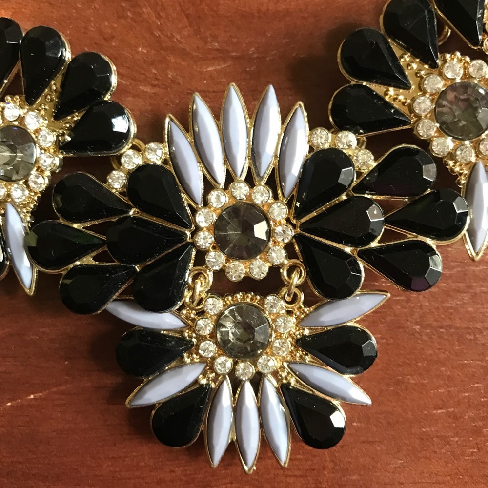 Black, Grey & Gold Floral Necklace