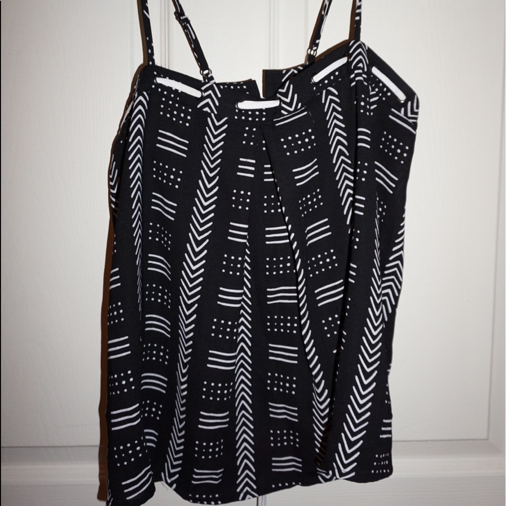 Black and white tank that ties in the back