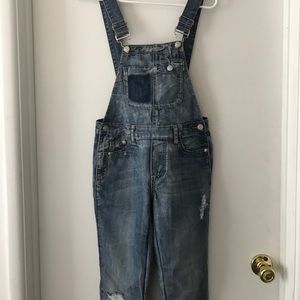 Distressed overalls