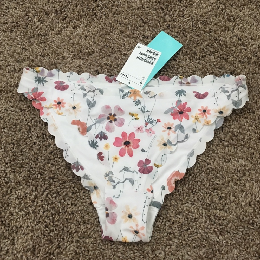 Scalloped Floral Bikini Bottoms