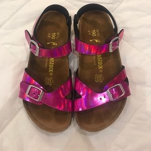 Girls fushia Birkenstock shoes. Size 11.5.