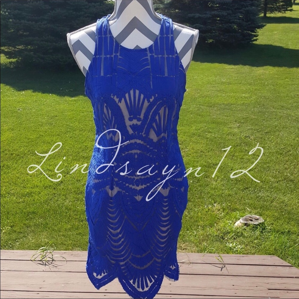 💙🖤NWT Tea & Cup Bright Blue Lace Dress🖤💙 - Picture 3 of 8