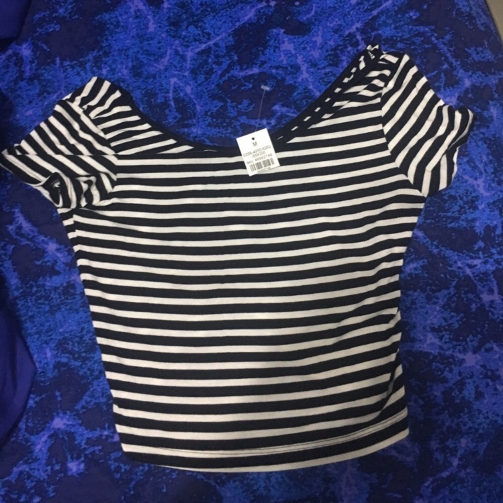 black & white striped crop top