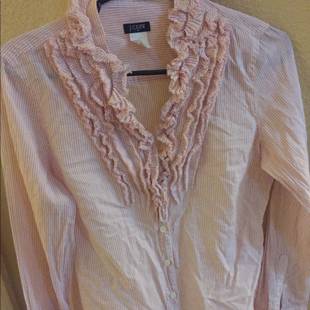Pink J. Crew top with ruffles