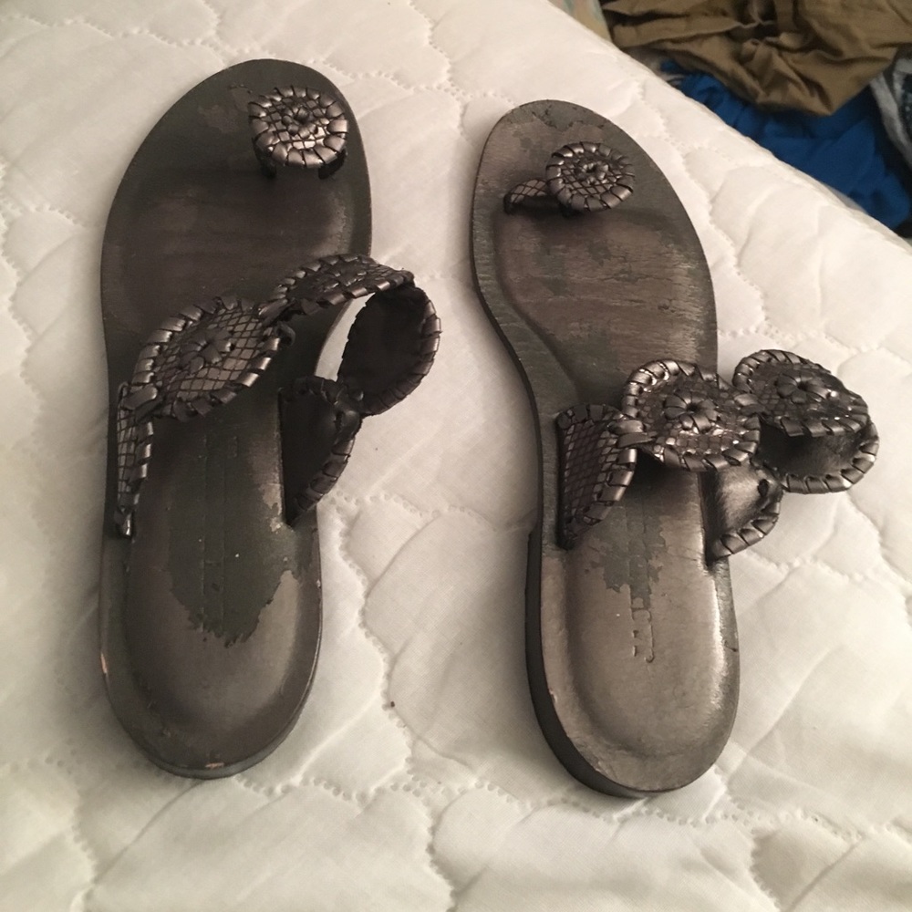 Jack Rogers sandals silver authentic well worn