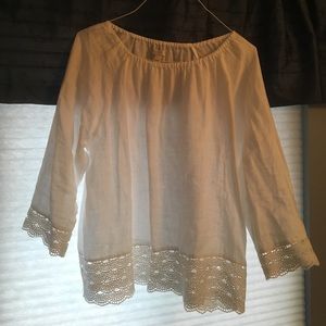 Jcrew white linen and lace large top