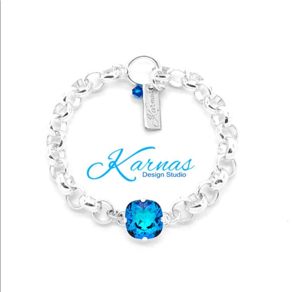 💎BERMUDA BLUE Crystal Single Stone Bracelet KDS - Picture 1 of 5