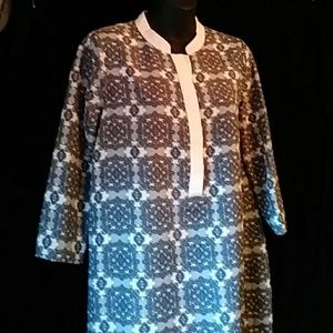 J. Crew 100% polyester gray paisley tunic-size 0