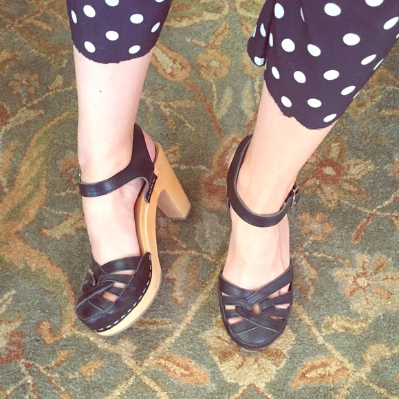 Swedish Hasbeens Shoes - Black Swedish Hasbeens Clog Heels
