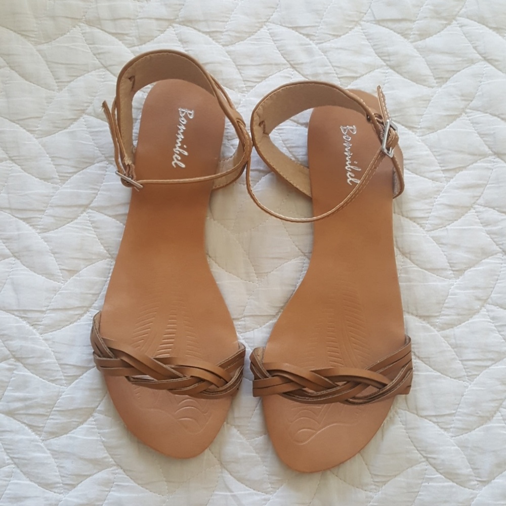 Tan Slippers with Ankle Straps