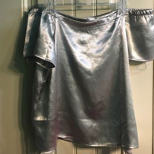 Shiny metallic off the shoulder top