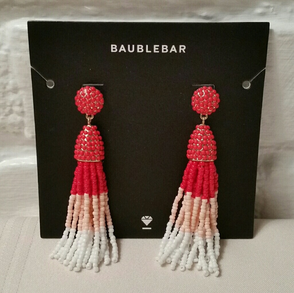 Baublebar Red Pink Pinata Tassel Drop Earrings
