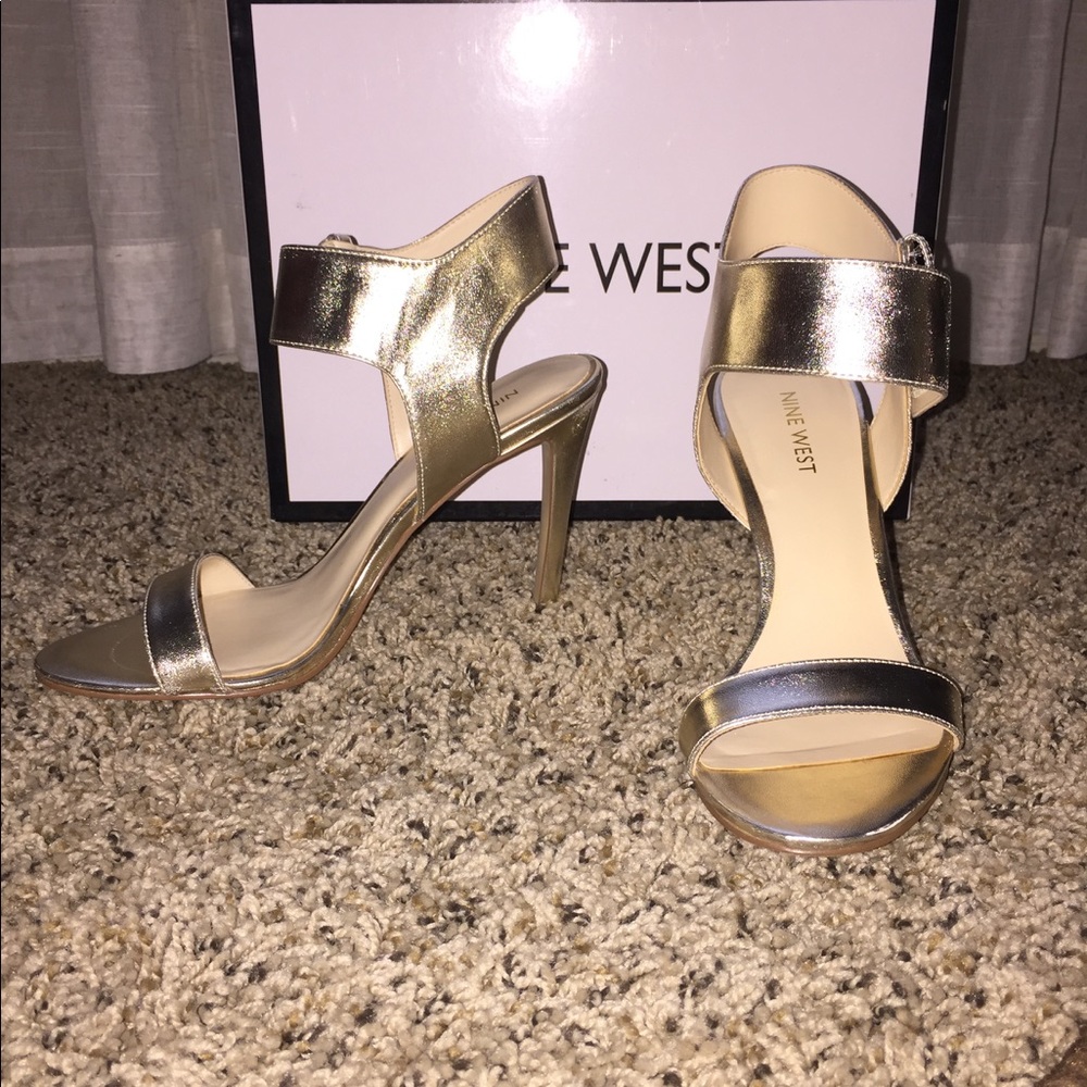 Nine West Open Toed Gold Heels