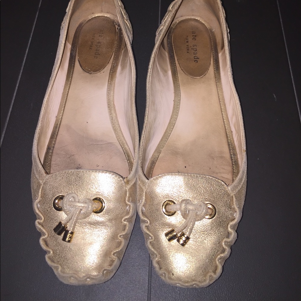 Kate Spade Gold metallic flats 10