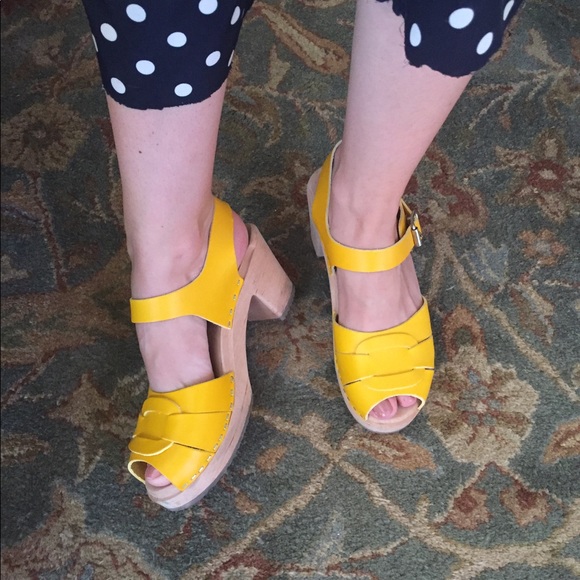 yellow clog sandals