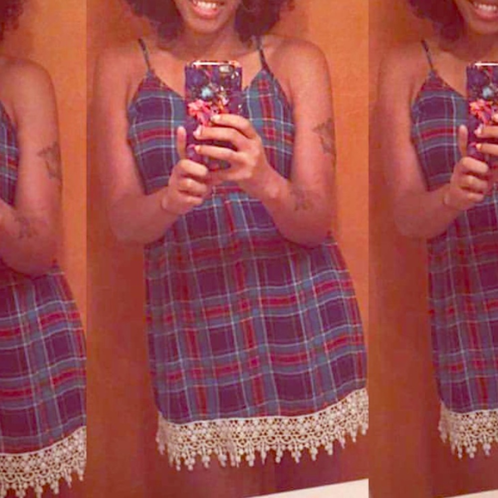 Plaid spaghetti strap dress