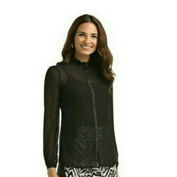 🦓NWT🦓 Kardashian Kollection Sheer Blouse - Picture 1 of 2
