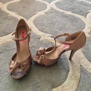 Betsey Johnson Canddee T-Strap Satin Heel