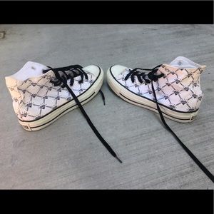 White and black diamond high tops converse