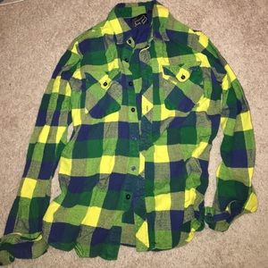 Green yellow and blue flannel
