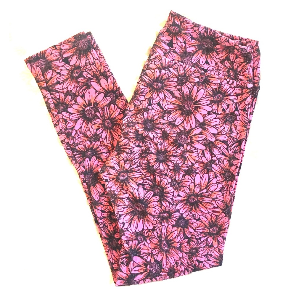 NWOT - one size - pink daisy lularoe leggings