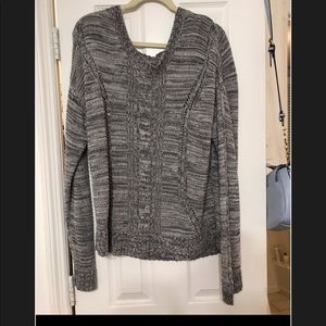 Grey pullover knit sweater