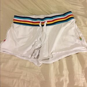 Shorts white white a thick rainbow band