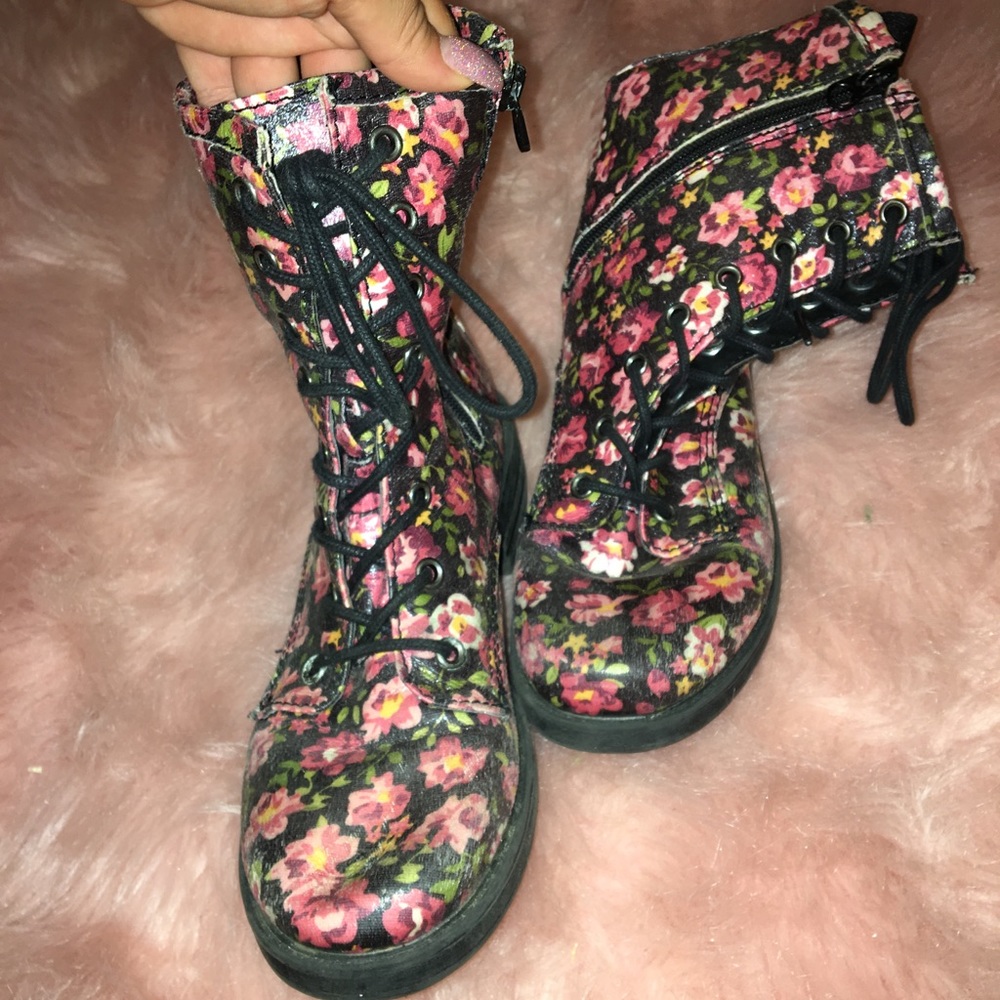 floral combat boots