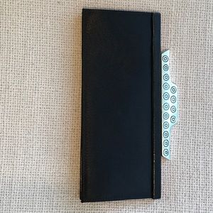 Lisa Jenks black satin clutch w/silver clasp