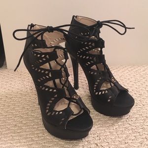 Charlotte Russe Faux Leather Lazer Cut Platforms