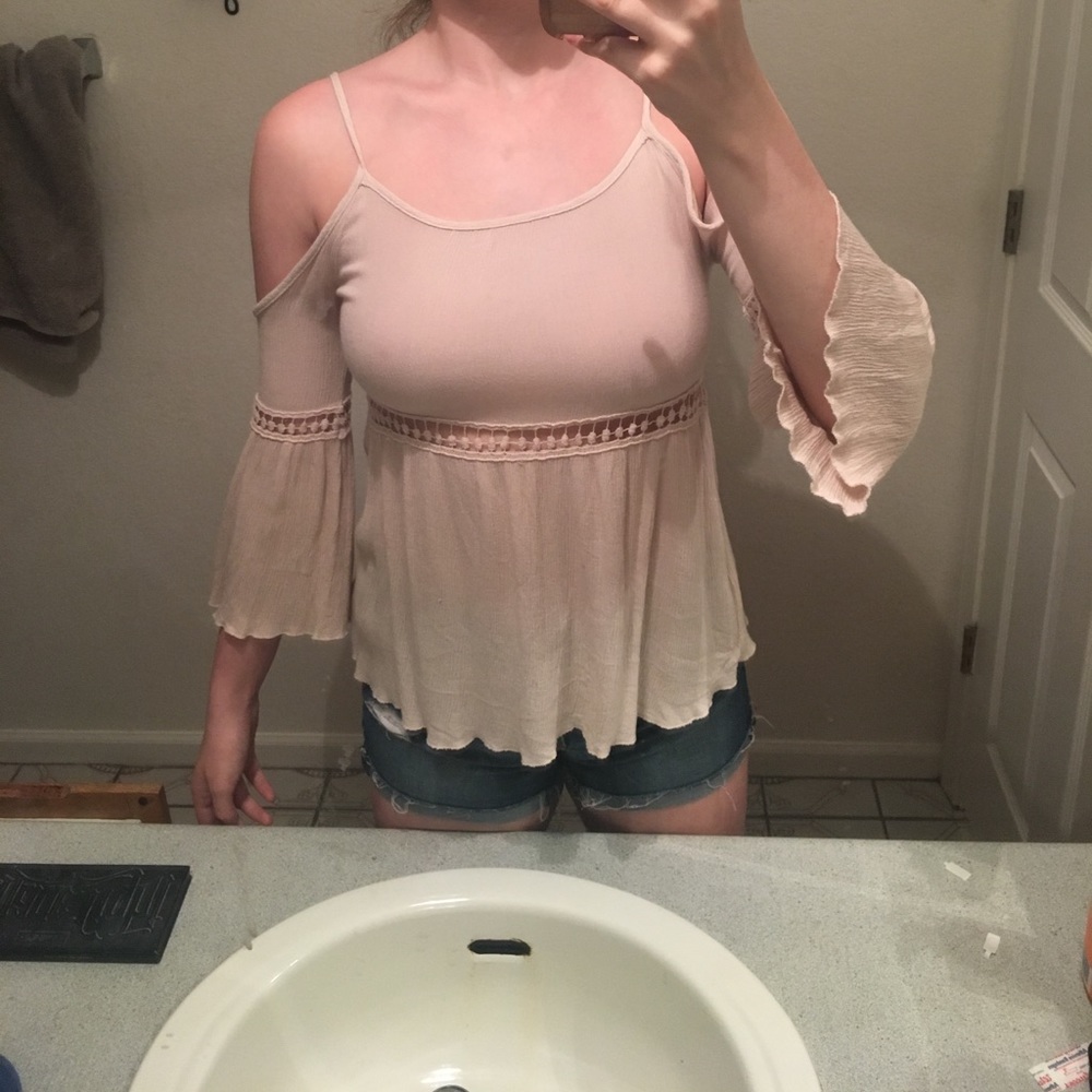 Cream Long Sleeve With Cut Outs