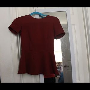 Maroon and Textured Peplum Top (H&M)