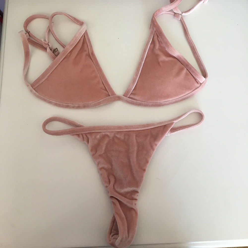 Pink Velvet Bikini Set