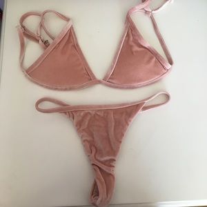Pink Velvet Bikini Set